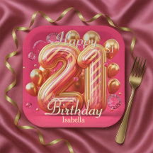 ピンクとゴールドのラメ入りドリップ 21歳の誕生日お祝い