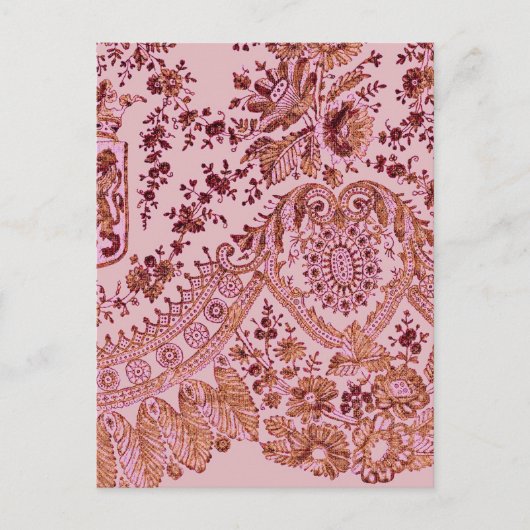 ピンクとゴールドのレース ポストカード (正面)