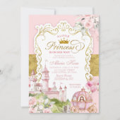 ピンクとゴールドのロイヤルプリンセスベビーシャワー 招待状 (正面)