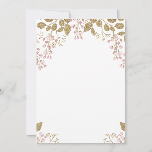 ピンクとゴールドのワイルドワン 1歳の女の子の誕生日写真 招待状 (裏面)