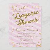 ピンクとゴールドの下着 ブライダルシャワーの招待状 招待状 (正面/裏面)