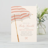 ピンクとゴールドの傘の女の子 赤ちゃんのプレシャスシャワー 招待状 (スタンド正面)