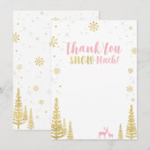 ピンクとゴールドの冬の感謝の気持ちを伝えるカード ノートカード (正面/裏面)