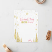 ピンクとゴールドの冬の感謝の気持ちを伝えるカード ノートカード (正面/裏面インサイチュ)