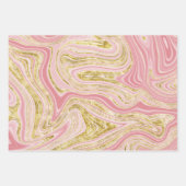 ピンクとゴールドの大理石のような見た目 ラッピングペーパーシート (正面3)