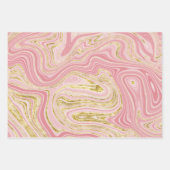 ピンクとゴールドの大理石のような見た目 ラッピングペーパーシート (正面)