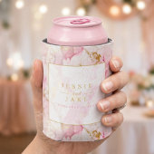 ピンクとゴールドの大理石の結婚式 缶クーラー