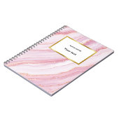 ピンクとゴールドの大理石 | あなたの名前 ノートブック (左側)