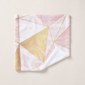 ピンクとゴールドの大理石 ポリ 幾何学的な三角形 バスタオルセット (ウォッシュタオル)