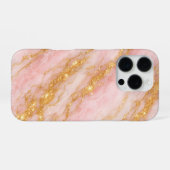 ピンクとゴールドの大理石 iPhoneケース (裏面横)
