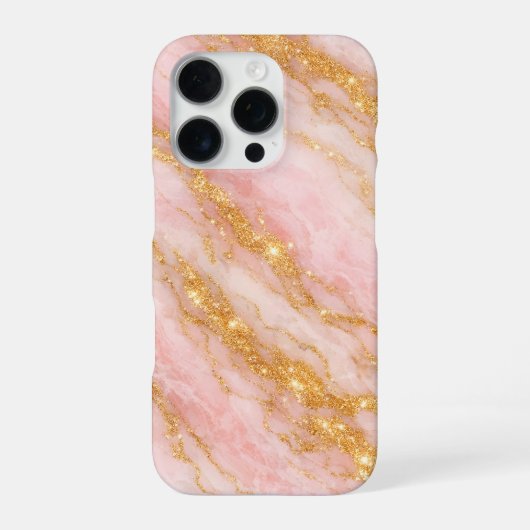 ピンクとゴールドの大理石 iPhoneケース (裏面)