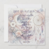 ピンクとゴールドの天体月ウェディング 招待状 (裏面)