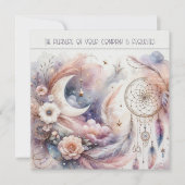 ピンクとゴールドの天体月ウェディング 招待状 (正面)