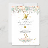 ピンクとゴールドの妖精をテーマにした女の子の2歳の誕生日パーティー マグネット招待状 (正面)