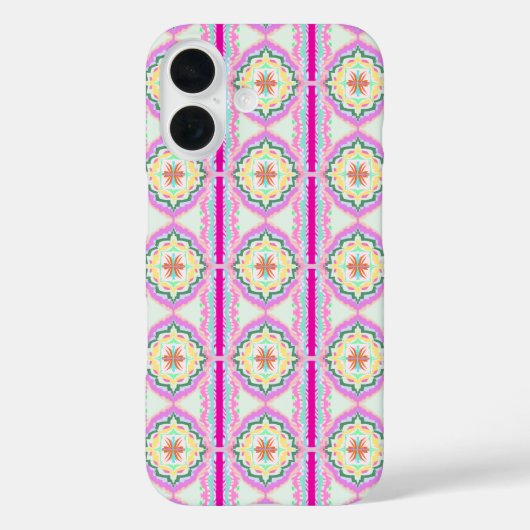 ピンクとゴールドの幾何学模様 フローラル柄 Case-Mate iPhoneケース (裏面)