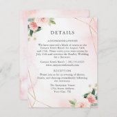 ピンクとゴールドの幾何学的な花のゲスト詳細カード エンクロージャーカード (正面/裏面)