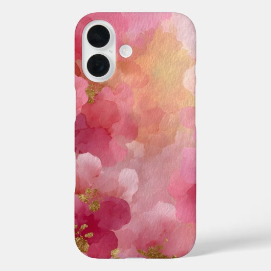 ピンクとゴールドの抽象的な水彩画 Case-Mate iPhoneケース (裏面)