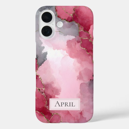 ピンクとゴールドの抽象的水彩画 Case-Mate iPhoneケース (裏面)