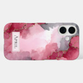 ピンクとゴールドの抽象的水彩画 Case-Mate iPhoneケース (裏面 (横))