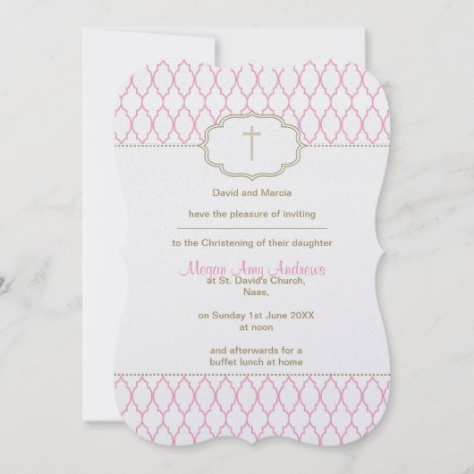 ピンクとゴールドの洗礼・命名式招待状 招待状 (正面)