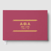 ピンクとゴールドの箔押しウェディング ゲストブック (正面)