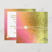 ピンクとゴールドの箔調のデザインが美しいレディース誕生日招待状 招待状 (正面/裏面)