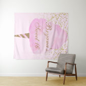 ピンクとゴールドの綿あめ スイート16パーティー 背景 タペストリー (インサイチュ(横))