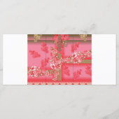 ピンクとゴールドの背景に赤 メニュー (裏面)