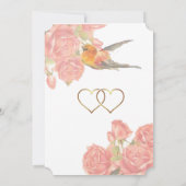 ピンクとゴールドの花と鳥の結婚式招待状 招待状 (裏面)
