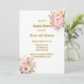 ピンクとゴールドの花のペアシャワー 招待状 (スタンド正面)