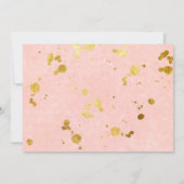 ピンクとゴールドの花のペアシャワー 招待状 (裏面)