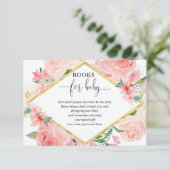ピンクとゴールドの花の女の子ベビーシャワーブックのリクエスト エンクロージャーカード (スタンド正面)
