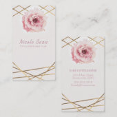 ピンクとゴールドの花モモの豪華エレガントスタイル 名刺 (正面/裏面)