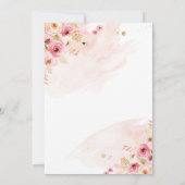 ピンクとゴールドの花柄バレリーナベイビーシャワー 招待状 (裏面)