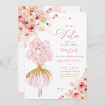 ピンクとゴールドの花柄バレリーナベイビーシャワー