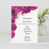 ピンクとゴールドの花柄 ウェディング アニバーサリー パーティー 招待状 (スタンド正面)