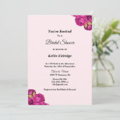 ピンクとゴールドの花柄 ブライダルシャワー招待状 招待状 (スタンド正面)