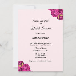 ピンクとゴールドの花柄 ブライダルシャワー招待状 招待状