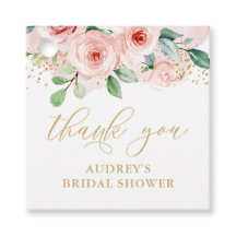 ピンクとゴールドの花柄、感謝の気持ちを表すタグ