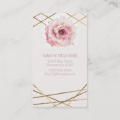 ピンクとゴールドの花柄 牡丹 グラム エレガント おしゃれ 名刺 (裏面)