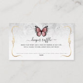 ピンクとゴールドの蝶々のおむつラッフルチケット エンクロージャーカード (正面)