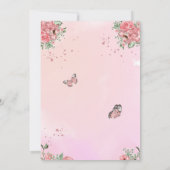 ピンクとゴールドの蝶のキス 誕生日招待状 招待状 (裏面)