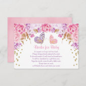 ピンクとゴールドの蝶の本請求挿入ページ エンクロージャーカード (正面/裏面)