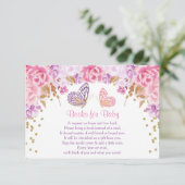 ピンクとゴールドの蝶の本請求挿入ページ エンクロージャーカード (スタンド正面)