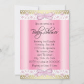 ピンクとゴールドの赤ちゃん女の子のシャワー ブロンド 招待状 (裏面)