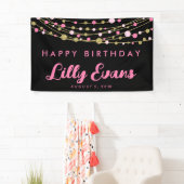 ピンクとゴールドの輝きハッピーバースデー30th 40th 横断幕 (インサイチュ)