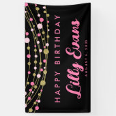 ピンクとゴールドの輝きハッピーバースデー30th 40th 横断幕 (縦)