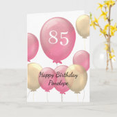 ピンクとゴールドの風船 85歳の誕生日カード カード (黄色い花)