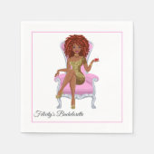 ピンクとゴールドの黒人女性の女王 スタンダードカクテルナプキン (正面)