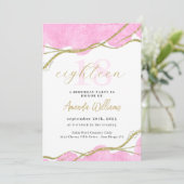 ピンクとゴールドの18歳誕生日パーティー招待状 招待状 (スタンド正面)